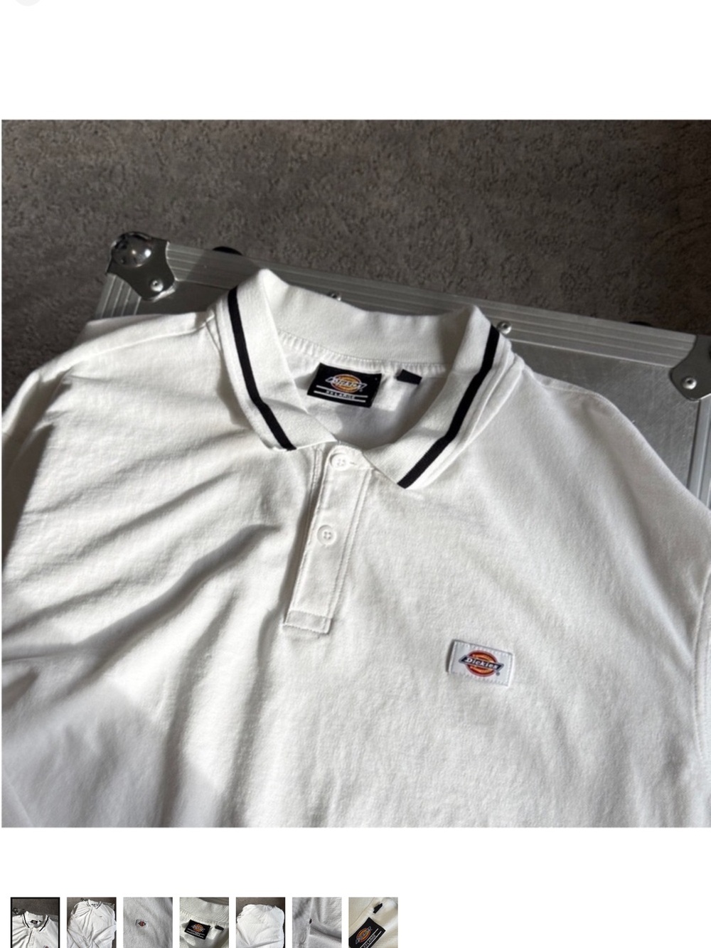 Dickies White Polo with Black-Trim Collar